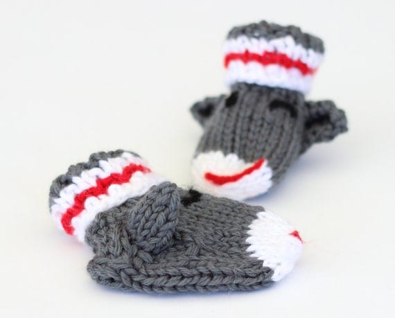 Sock monkey baby booties Infant sock monkey slippers