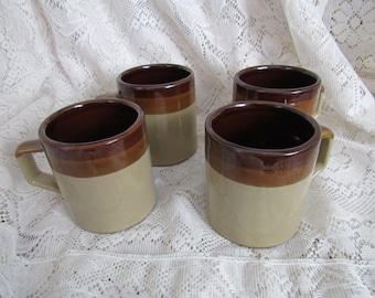 Vintage Stoneware Coffee Cups, Set of Four