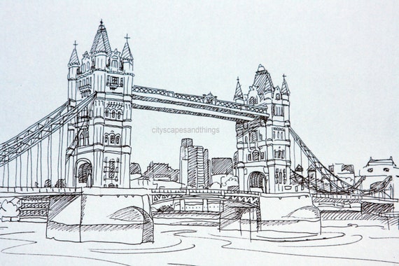 London print illustration line drawing cityscape decor city