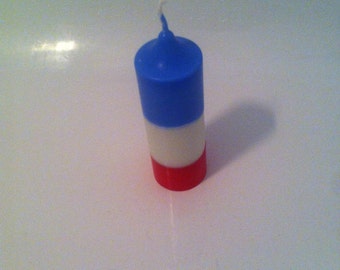 Craft candle France, blue white red football supporter, french flag, handmade, colza wax
