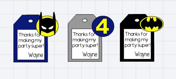 Batman Party Favor Tags Batman Favor Tags by UnmatchedEventDesign
