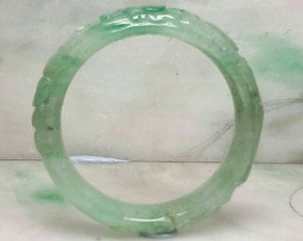 Jade bangle, green bangle, natural color jade bangle