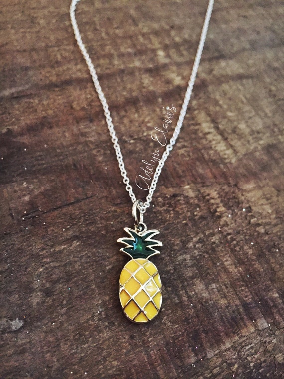 Pineapple Necklace Yellow Pineapple Gold Pendant on a 18