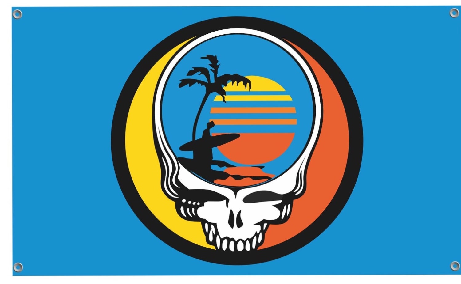 Grateful Dead Steal Your Face Endless Summer Flag Teal / Blue