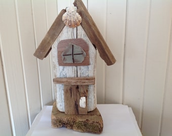 Driftwood decorative house Driftwood art Reclaimed wood art Decorative Birdhouses Rustic home decor