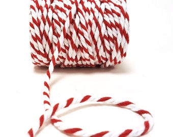 Red & White 5mm Chunky 100% Cotton Bakers Twine *Sold Per Metre*