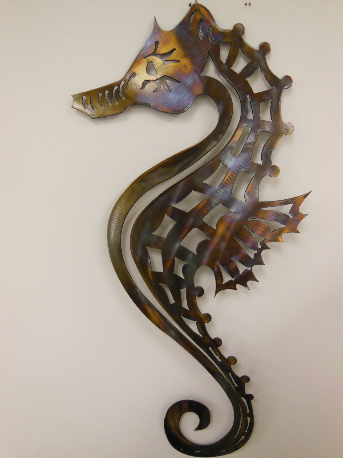 Seahorse Metal Art Wall Sculpture in Aluminum or Stainless