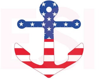 Anchor svg, American Flag svg, Memorial Day svg, Fourth of July svg, SVG, DXF, EPS, use with Silhouette Studio & Cricut Design Space