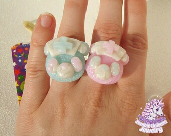 Beary Cute Hospital rings menhera fairy kei pastel