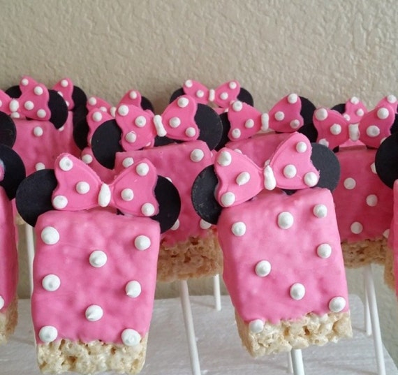 12 Rice Krispy Treats Minnie Mouse Inspired