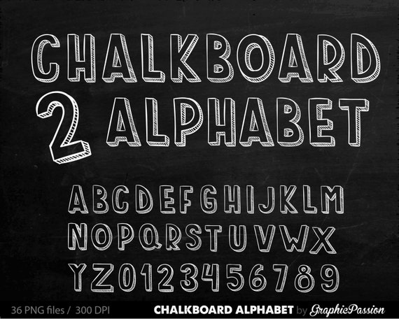 ALPHABET Chalkboard Clipart Digital Chalk Alphabet Clip Art