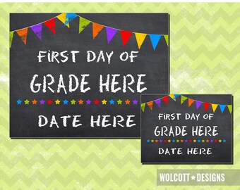 First Day of School Sign, 1st Day of Preschool, Chalkboard First Day, First Day of Editable Sign, Instant Download, PDF
