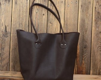 Leather tote bag Women's Tote Shoulder Bag Handmade leather tote Dark brown tote bag