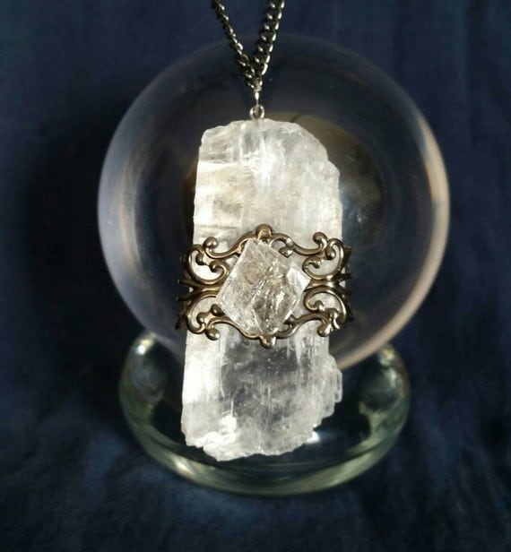 Crystal Selenite Necklace Magical New Age Jewelry for
