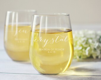 Bridesmaid Wine Glass - Set of 5 - Personalized Stemless Wine Glasses - Bridesmaid Gift - Bridesmaid Proposal - Will You Be My Bridesmaid