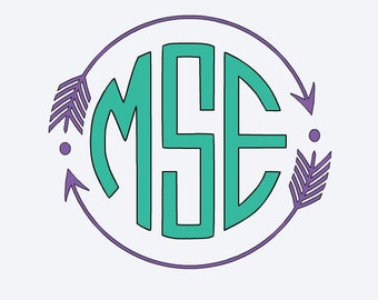 Small Monogram Vinyl Decal - monogram sticker 1.5 inch to 2.5 inch - Yeti, laptop, iphone, samsung galaxy, blender bottle, shaker bottle