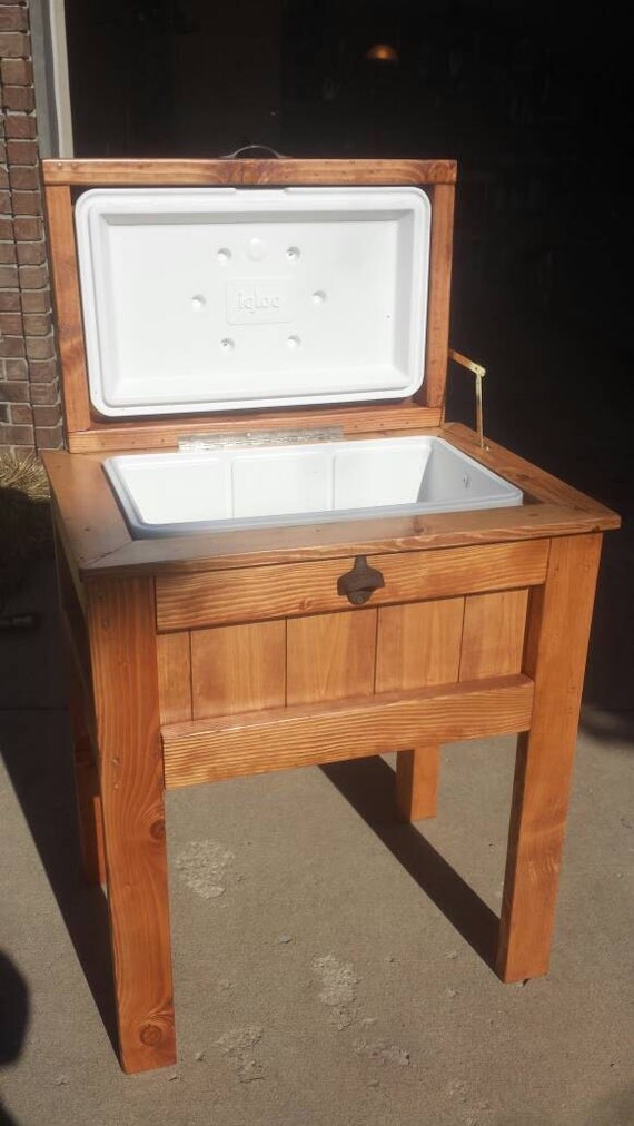 Homemade Cedar Patio Cooler Stand.