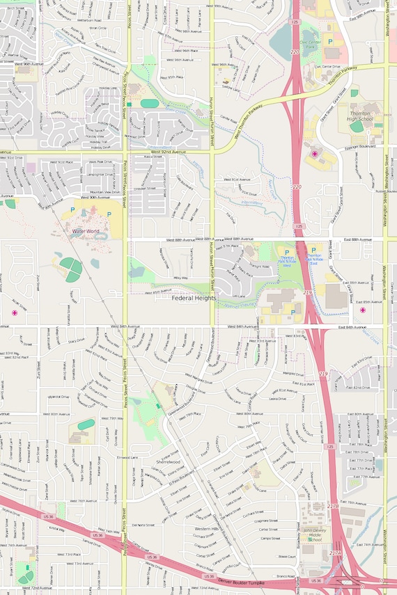 Editable City Map of Federal Heights CO