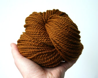 Handspun Yarn - "Auburn" - Merino Wool Yarn - Brown Yarn - Copper Yarn - Bulky Yarn - Felicity Yarn