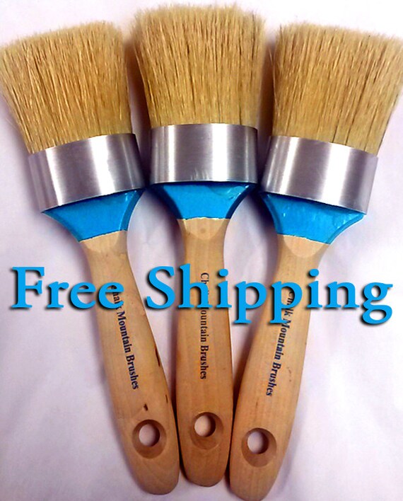 3 Medium Size Chalk Paint Brush with Boar Hair Bristles Oval