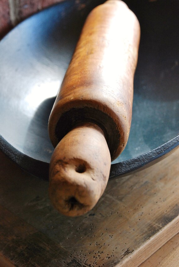FREE SHIPPING Rare Primitive Rolling Pin Antique Hand