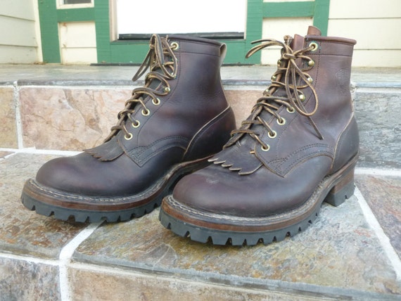 Items similar to Vintage White's Logger Boots, 6-inch shaft, Man's Size ...