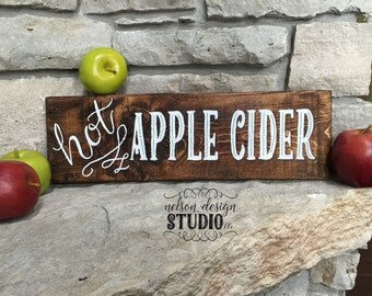 Wood Apple Cider Sign - hand painted, rustic, farmhouse, distressed, home decor, fall decor, autumn, sign, reclaimed wood