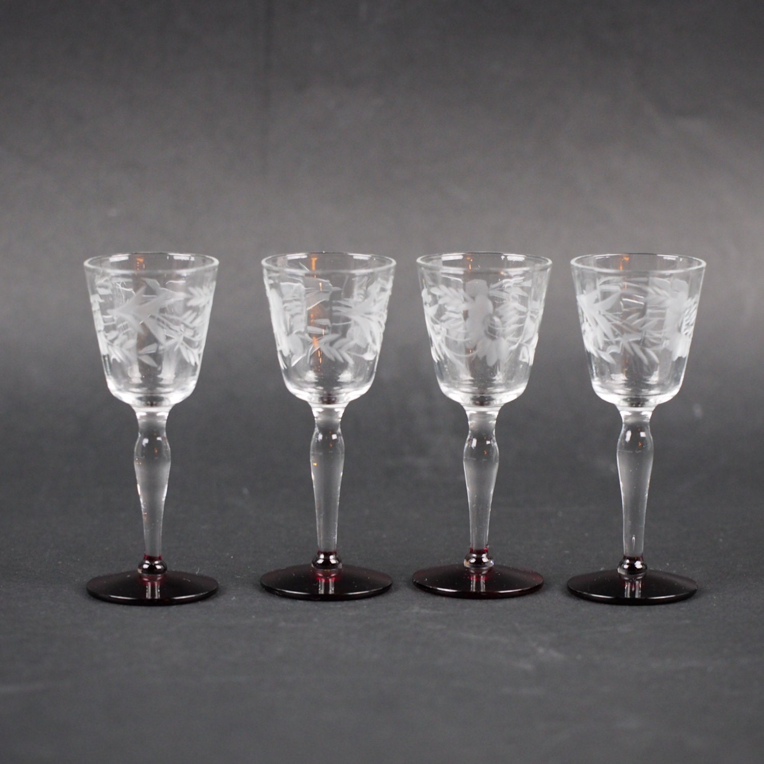 Cordial or Aperitif Glass Ruby Red Footed Shot by LiliesLegacies