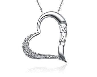 Kappa Delta Lavalier - Embedded Heart Design Sterling Silver (KD-P004)