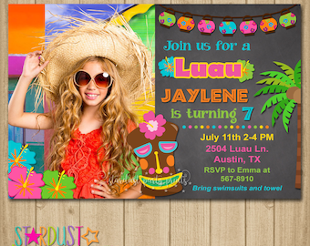 Luau Birthday Invitation, Luau Party Invitation, Luau Invitation, Hawaiian Birthday Invitation, Hawaiian Invitation