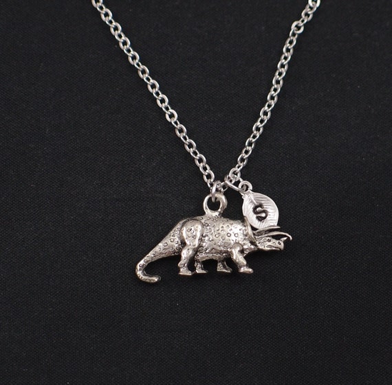 dinosaur necklace sterling silver filled initial necklace