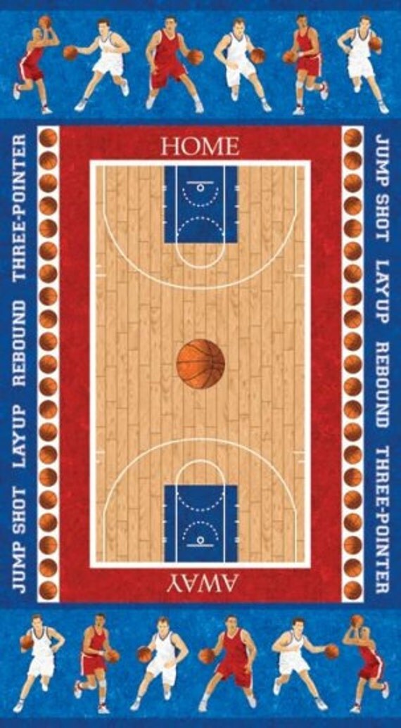 Hoops Basketball Quilt Panel / Basketball Fabric Panel