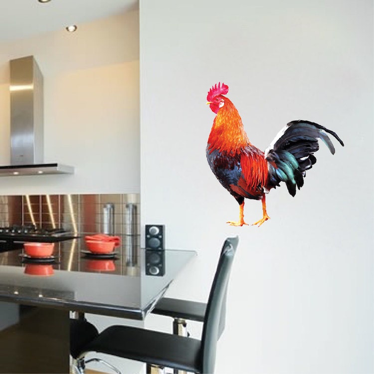 Rooster Decal Rooster Wall Design Kitchen Wall Mural by PrimeDecal