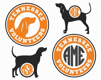 Tennessee Volunteers Smokey Monogram Frames (SVG, EPS, DXF, Studio3) Cut Files for Silhouette Studio, Cricut Design Space, Cutting Machines