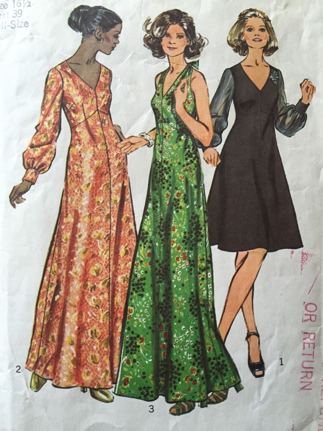 Vintage 70s Simplicity 5432 Halter Dress Pattern - 1970s Long Ballon ...