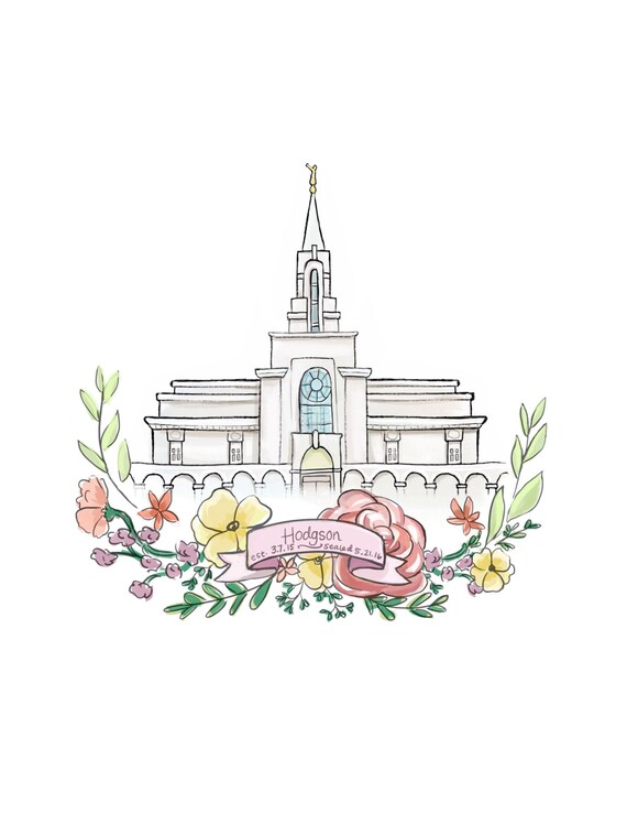 Custom Temple Banner LDS Mormon art Latter Day Saint