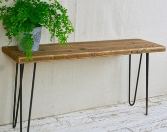 Reclaimed Wood Bench With Hairpin Legs