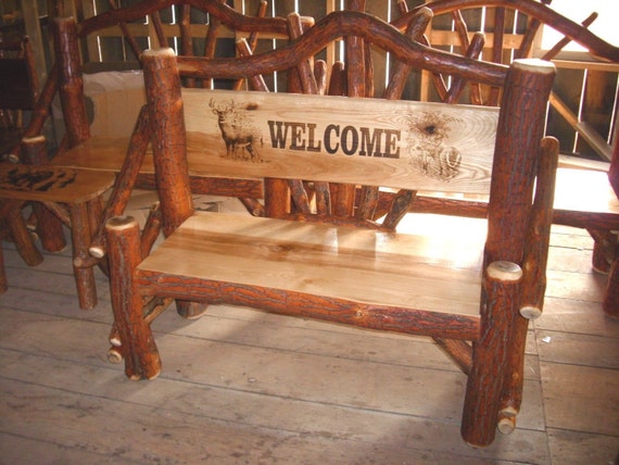 Sassafras Rustic Log Park Bench with Back Hallway Bench