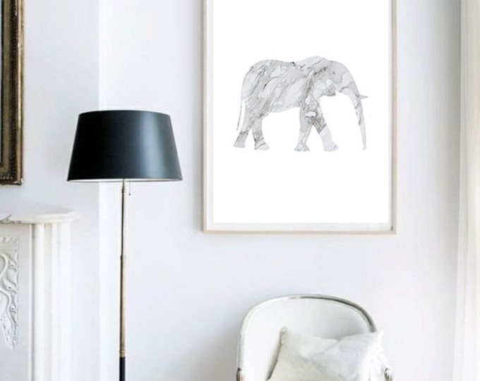 Marble Elephant Poster / Elephant Printable / 50x70 Elephant Poster