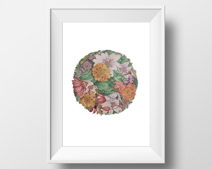 Watercolor Victorian Flowers Poster / Romantic Floral 30X40 Poster / Vintage Watercolor Floral Poster