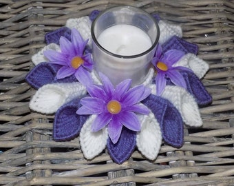 purple and white candle holder