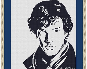 Cross Stitch Pattern Silhouette Sherlock Holmes superhero monochrome Counted Cross Stitch Pattern/Instant Download Epattern PDF File