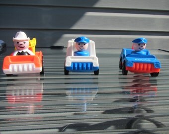 Vintage Fisher Price Little People Fire/Mail/Police