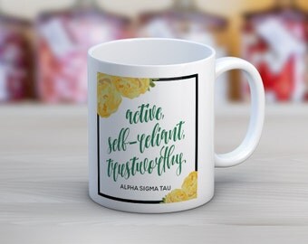 AST Alpha Sigma Tau Floral Motto Sorority Coffee Mug