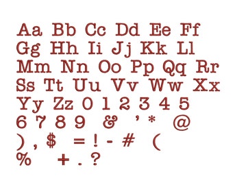Machine Embroidery Font Designs - Font Letters, Numbers, Symbols Font Alphabet - 0.5 , 0.75 and 1 inch Sizes