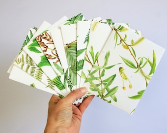 Set of 10 botanical envelopes, plants stationary, green gift envelopes, handmade envelope, A2 envelopes