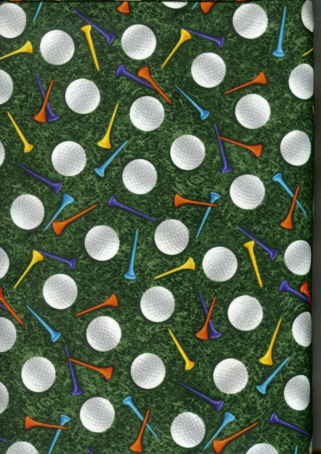 Golf balls and Tees 100 cotton fabric sold by the yard