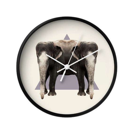 Elephants Wall Clock Double Animals. Decorative Clocks Wild