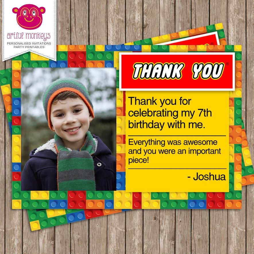 Printable Building Blocks Thank You Note With Photo