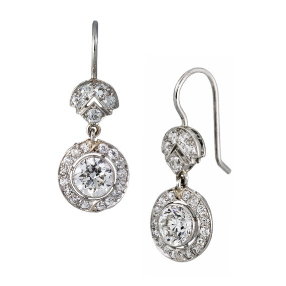 Antique diamond Earrings Edwardian earrings Vintage